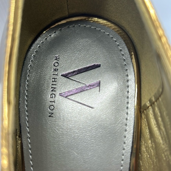 2526- Worthington Larcie Gold & Black Mary Jane Block Heels Size 7M NWT - Picture 10 of 11